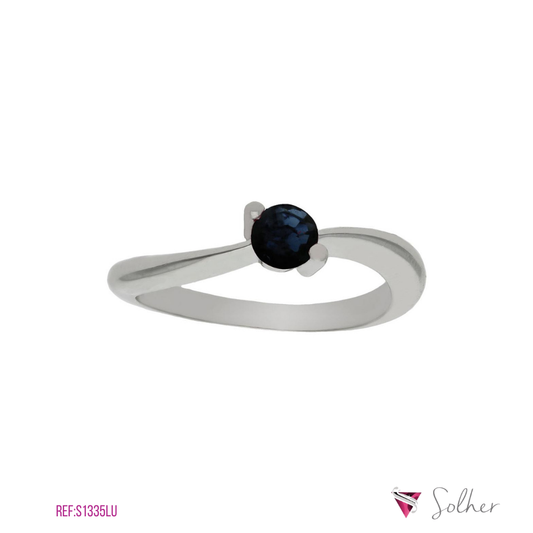 Anillo Zafiro Oro  Blanco