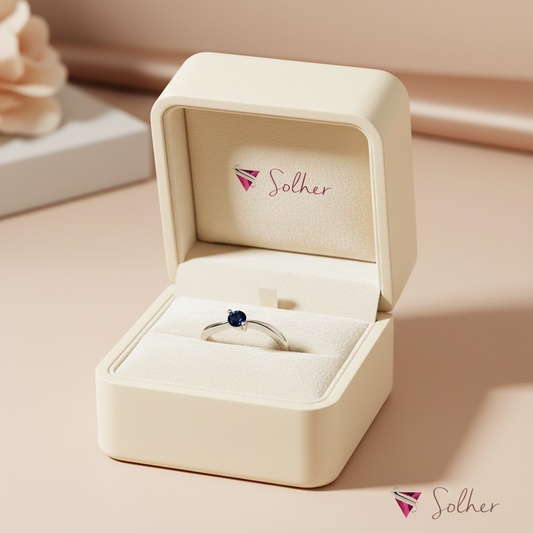 Anillo Zafiro Oro  Blanco