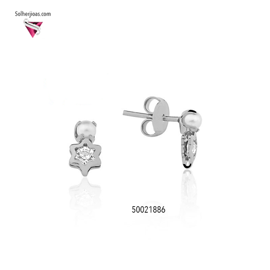 Pendientes   Mini con Circonitas con Perla en Plata