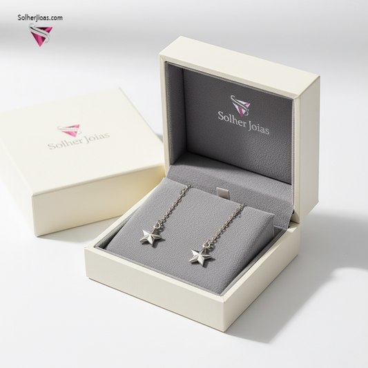 Pendientes Hilo Estrella Relieve Silver.