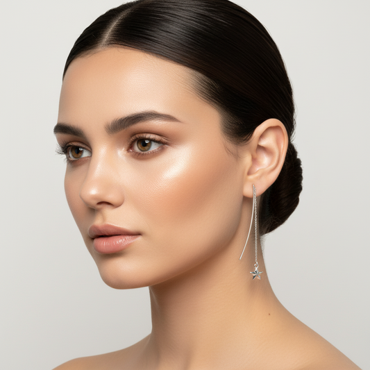 Pendientes Hilo Estrella Relieve Silver.