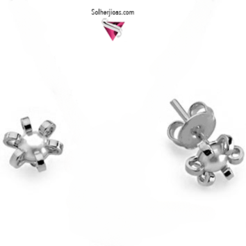 Pendientes Flor Perla Plata