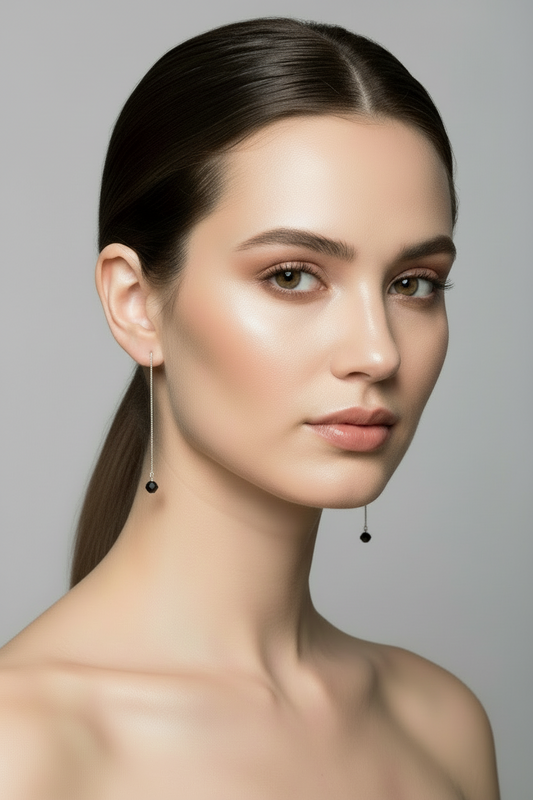 Pendientes Hilo Onix Silver