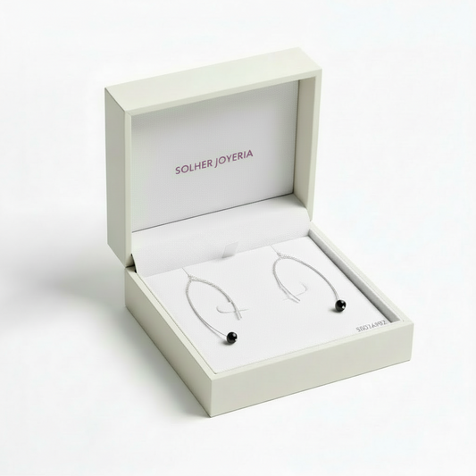 Pendientes Hilo Onix Silver