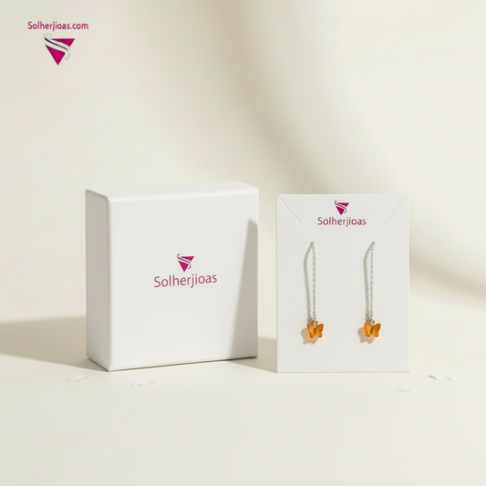 Pendientes Hilo Mariposa Ambar Silver.