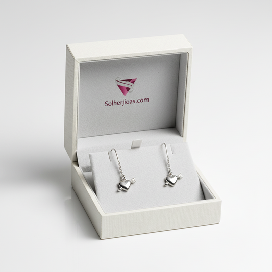 Pendientes Hilo Corazon Flechado Silver.