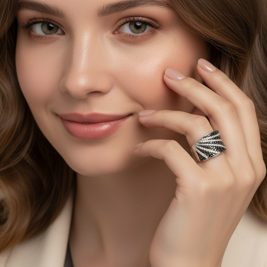 Anillo  Li Black Plata.