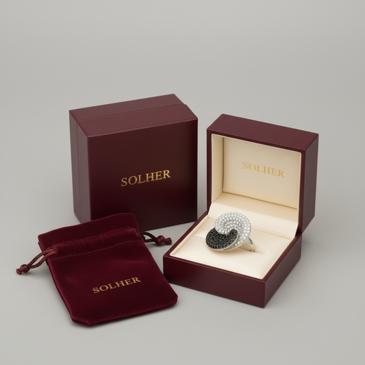 Anillo  Flor Black Plata