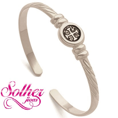 Brazalete o Pulsera SUERTE Y FELICIDAD Esmaltado Plata.