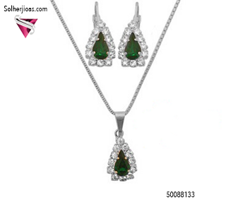 Conjunto Gotas Aguamarina  PLata.