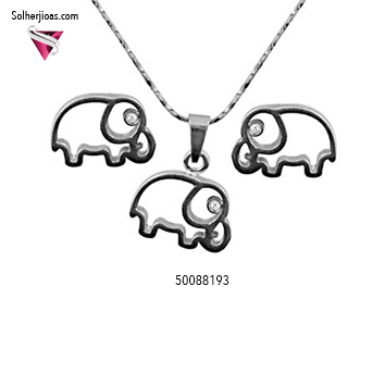 Conjunto Elefante  Red con Circonitas Plata