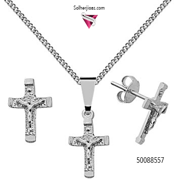 Conjunto Crucifijo Plata