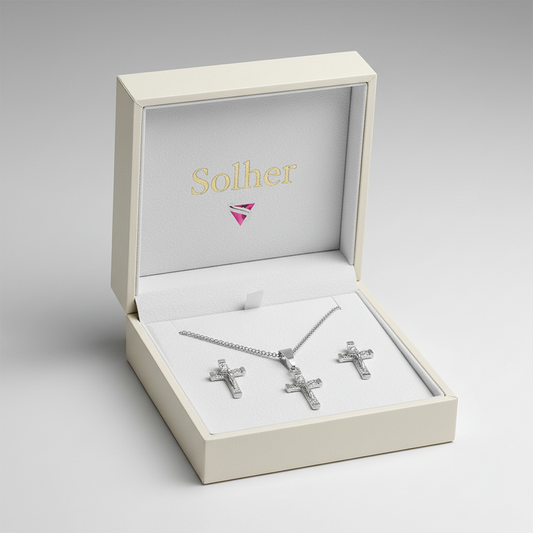 Conjunto Crucifijo Plata