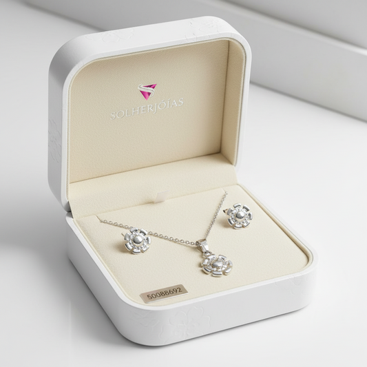 Pendientes Girasoles Con Circón Plata