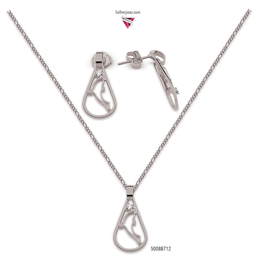 Conjunto Delfín  Plata con Circonitas .