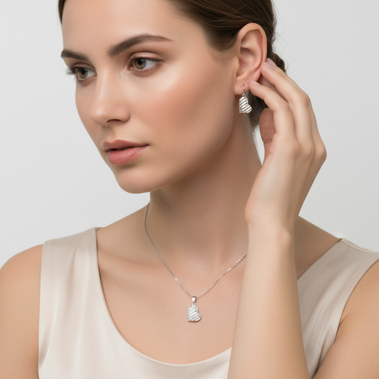 Conjunto Corazon Lirios De Amor Silver.