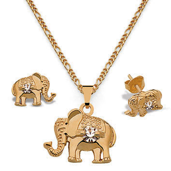 Conjunto Elefante Gold  Con Circón