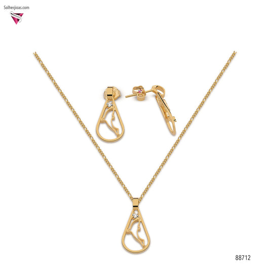 Conjunto Delfín   Gold con Circónitas .