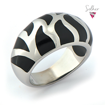 Anillo  Cebra Black Plata.