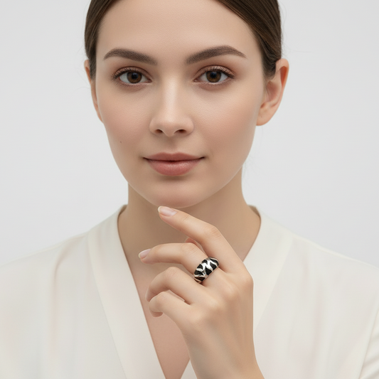 Anillo  Cebra Black Plata.