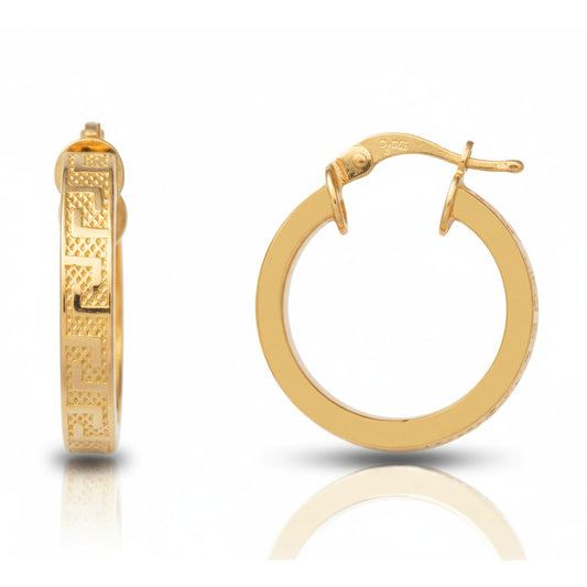 Argollas M  Relieve Greca 100% Oro de 18 kt.