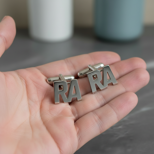 Gemelos personalizados con iniciales   100% en Plata de Ley 925mm.