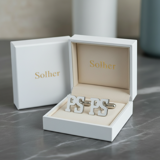 Gemelos personalizados con iniciales   100% en Plata de Ley 925mm.