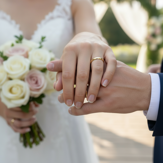 Alianza LISA con cantos cuadrados. 100% Oro de 18 Kilates  C/u