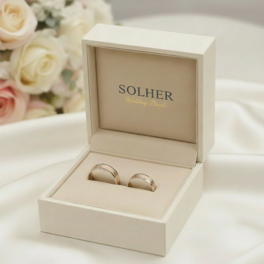 Alianza Diseño Bicolor Oro Blanco y Rosa con  acabado dos en uno 100% Oro de 18 Kilates.