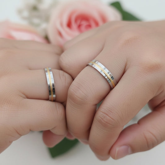 Alianzas CON RELIEVE Dos Oro Blanco Y Rosa  100% Oro de 18 kilates.