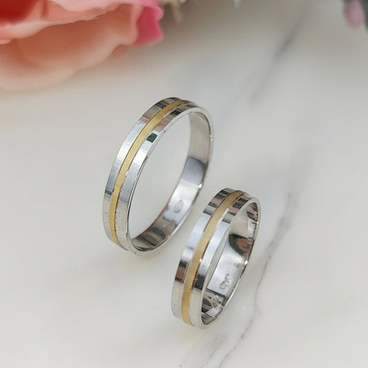 Alianzas CON RELIEVE Dos Oro Blanco Y Rosa  100% Oro de 18 kilates.