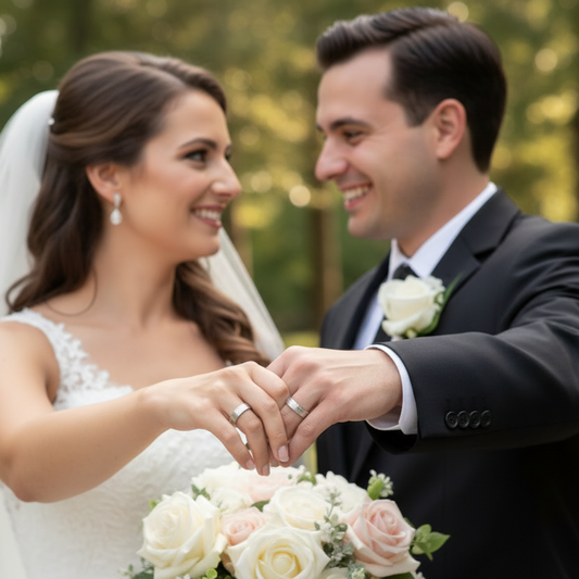 Alianza en Oro blanco de 18 Kl. en mate y brillo. Ancho de 5mm.   Puede personalizar este modelo de alianza con Diamantes de 1.50mm tantos diamantes como desee. Totalmente personalizable.