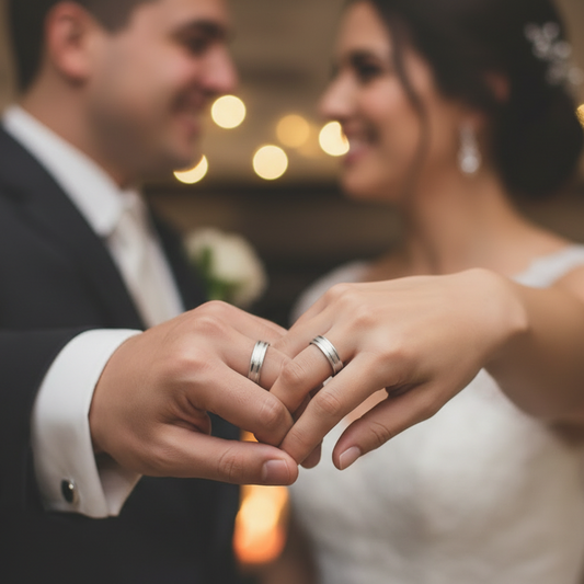 Alianza tallada de 3.50mm en Oro blanco de 18 Kl.  Matizada con líneas en brillo.