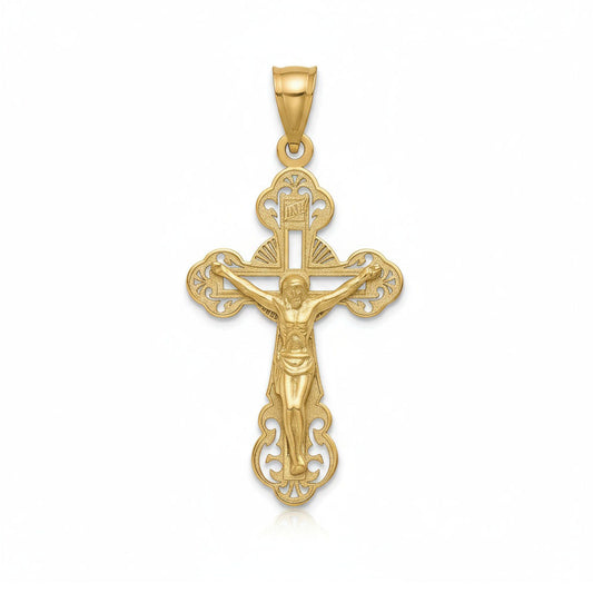 Cruz calada en Oro de 18 Kl. con cristo.