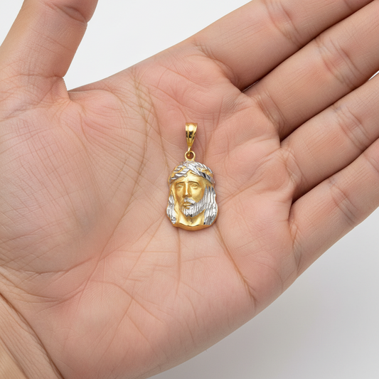 Colgante con el Rostro de Cristo bicolor  100% Oro de 18 Kilates .