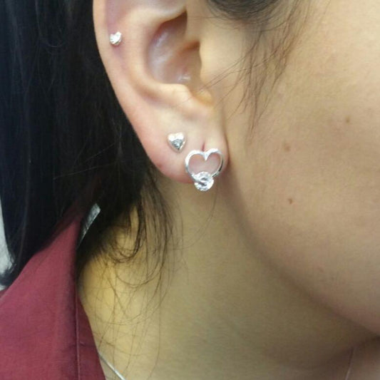 Pendientes Corazon con Mini Circón  Tamaño Nº 1