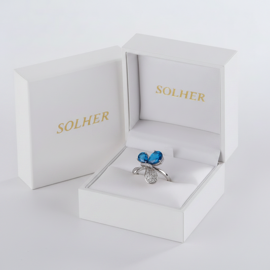 Anillo 🦋 Mariposa circón en Zafiro  exclusive Silver.