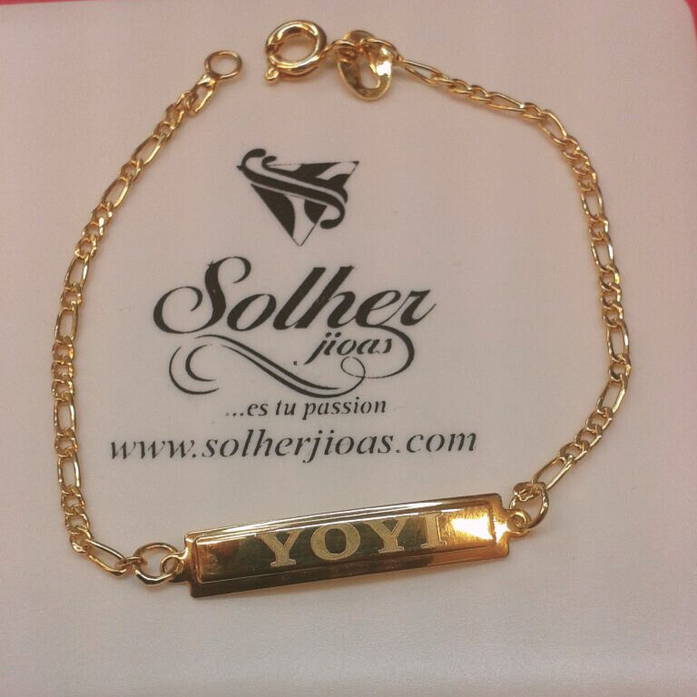 Pulsera Unisexo para Bebes y niños Personalizable Gold .