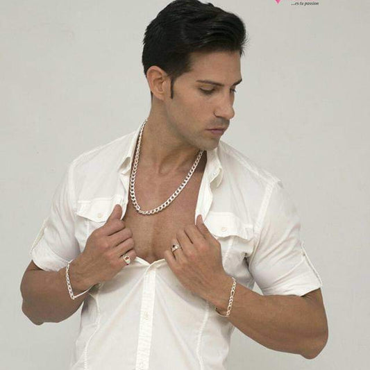 Cadena tejido cubano plata