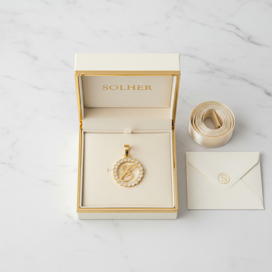 Colgante redondo con Circonitas 100% Oro de 18 Kt.