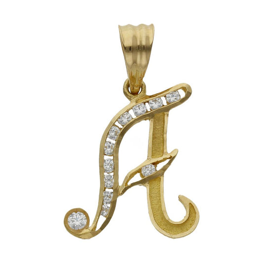 Colgante de Letra de A - Z con Circonitas 100% Oro de  18 kilates