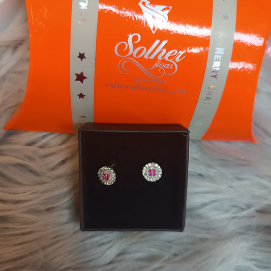 Pendientes con Circonita amatista con cierre Omega