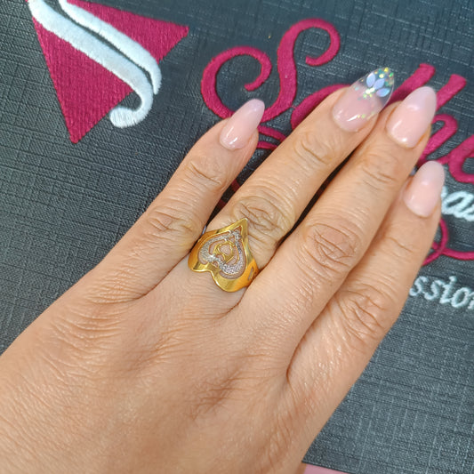 Anillo Corazón Tres Oró