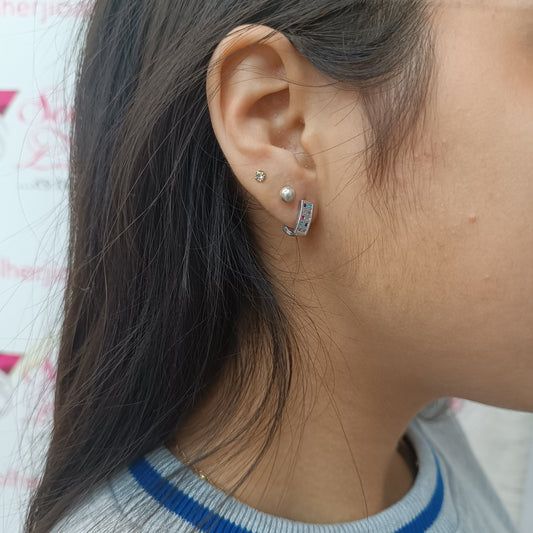 Argollas con Circonita finas de colores 🌈