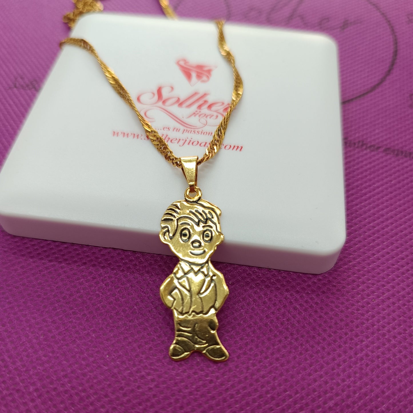 Gargantilla y colgante Niño Personalizado gold