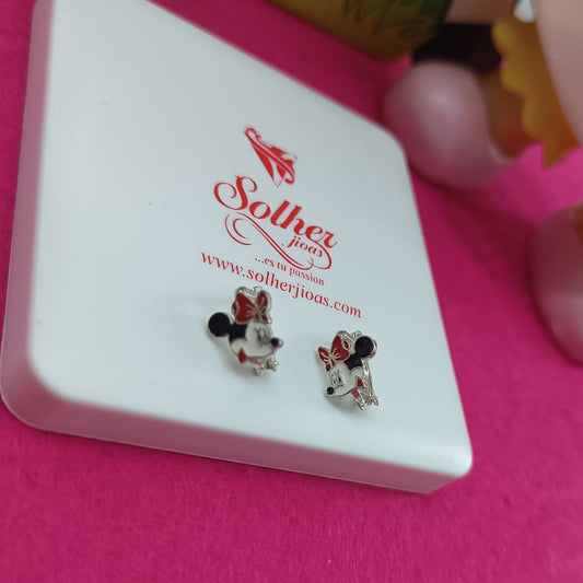 Pendientes Minnie con Esmaltado Plata