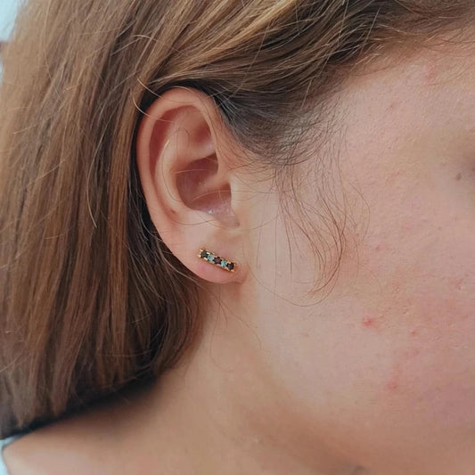 Pendientes con Circonitas en Amatista y Blanco