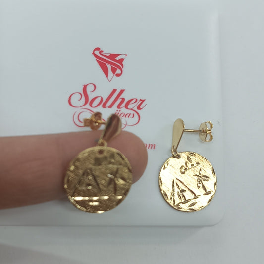 Pendientes  con Aletorio grabado playa 🏖️ con relieve .