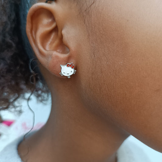 Pendientes Hello Kitty esmaltado 😸 plata