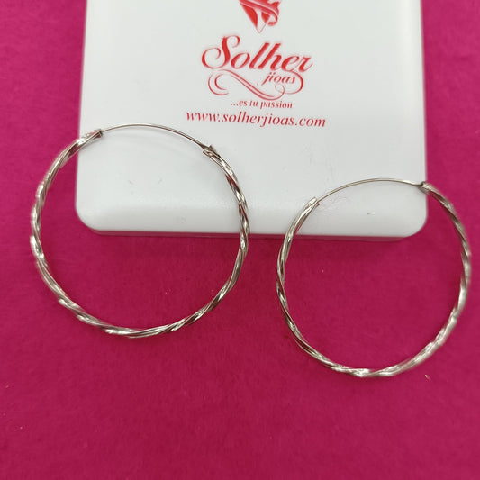Argollas Trenzadas plata Tamaño xl